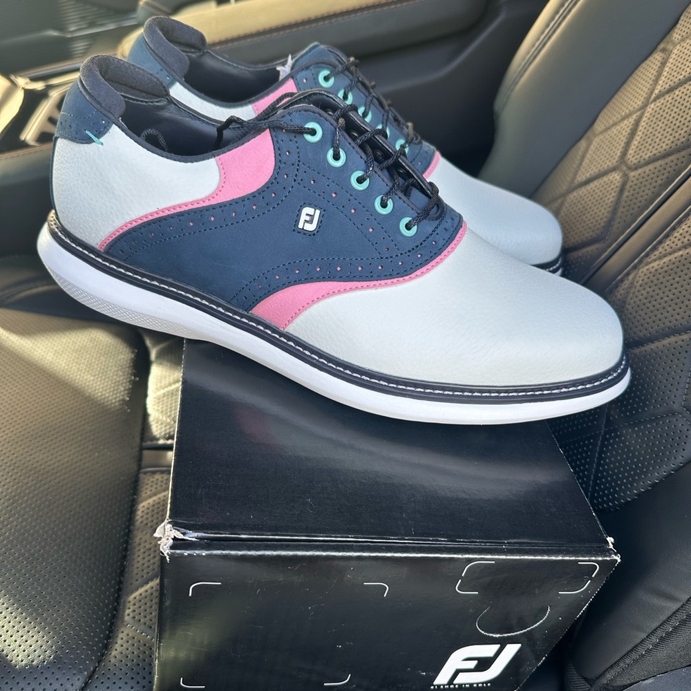 FootJoy Men's Gray and Pink Oxfords
